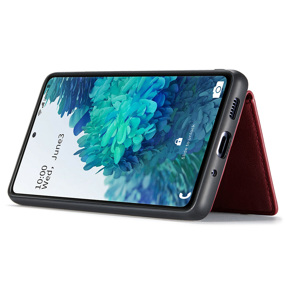 JEEHOOD J01 For Samsung Galaxy S20 FE 2022 / S20 FE / S20 FE 5G / S20 Lite Case Retro Leather Detachable Back Cover - Red