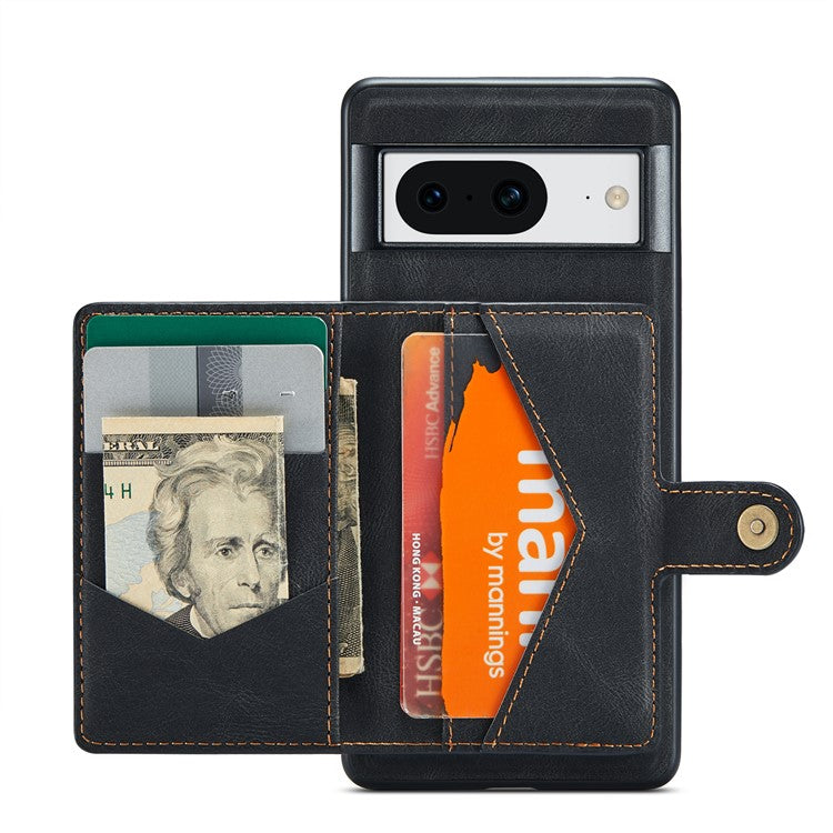 JEEHOOD J01 For Google Pixel 8 Case Vintage Leather Back Phone Cover 2-in-1 Detachable - Black