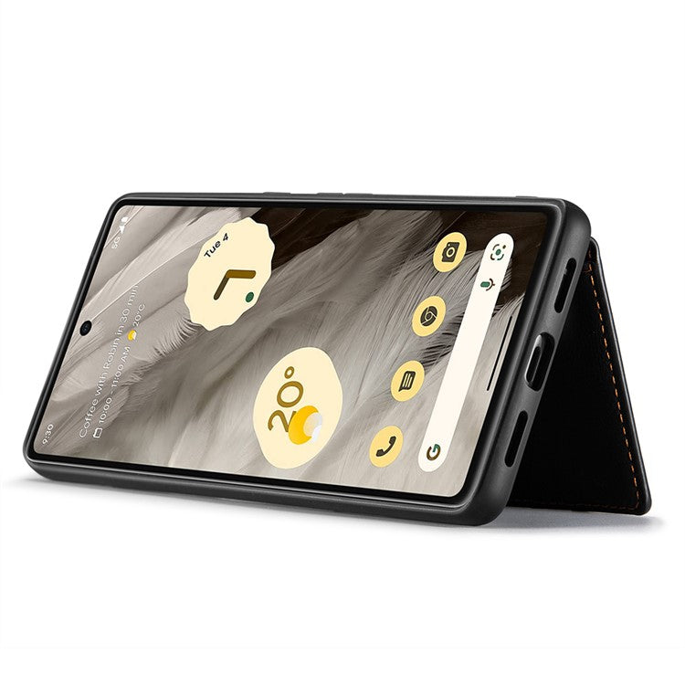 JEEHOOD J01 For Google Pixel 8 Case Vintage Leather Back Phone Cover 2-in-1 Detachable - Black