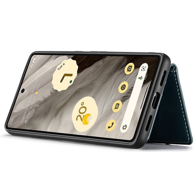 JEEHOOD J01 For Google Pixel 8 Case Vintage Leather Back Phone Cover 2-in-1 Detachable - Blue