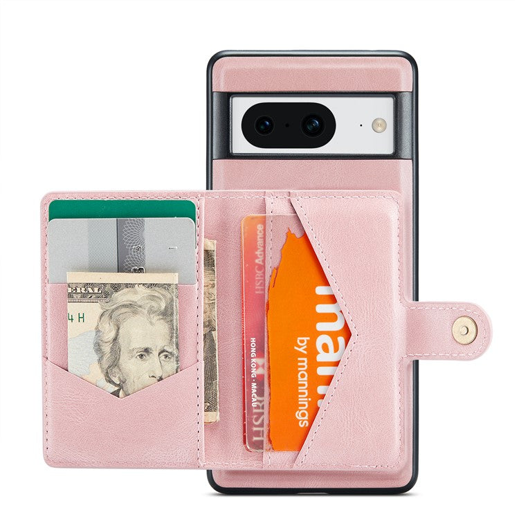 JEEHOOD J01 For Google Pixel 8 Case Vintage Leather Back Phone Cover 2-in-1 Detachable - Pink