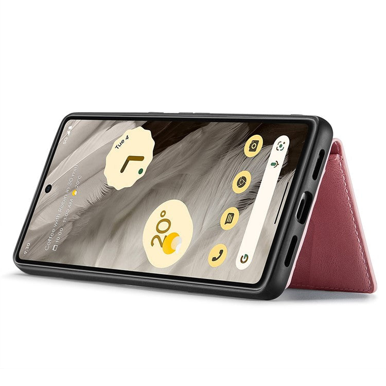 JEEHOOD J01 For Google Pixel 8 Case Vintage Leather Back Phone Cover 2-in-1 Detachable - Pink