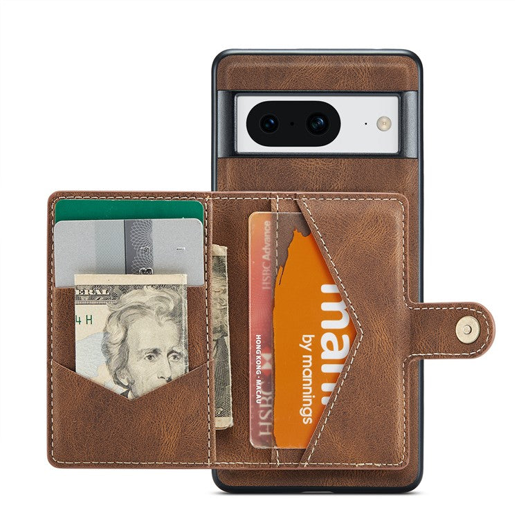 JEEHOOD J01 For Google Pixel 8 Case Vintage Leather Back Phone Cover 2-in-1 Detachable - Brown