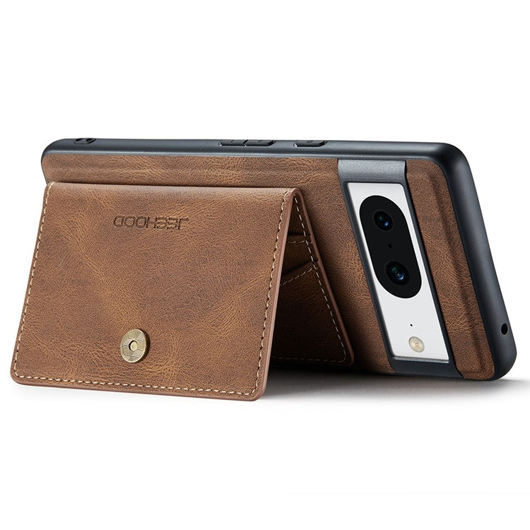 JEEHOOD J01 For Google Pixel 8 Case Vintage Leather Back Phone Cover 2-in-1 Detachable - Brown