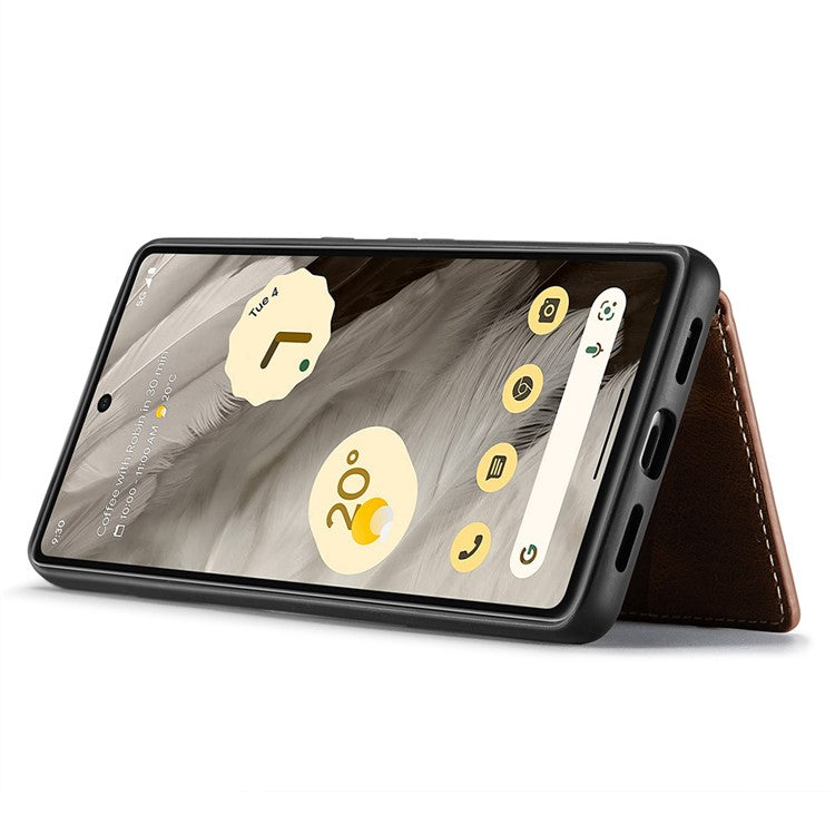 JEEHOOD J01 For Google Pixel 8 Case Vintage Leather Back Phone Cover 2-in-1 Detachable - Brown