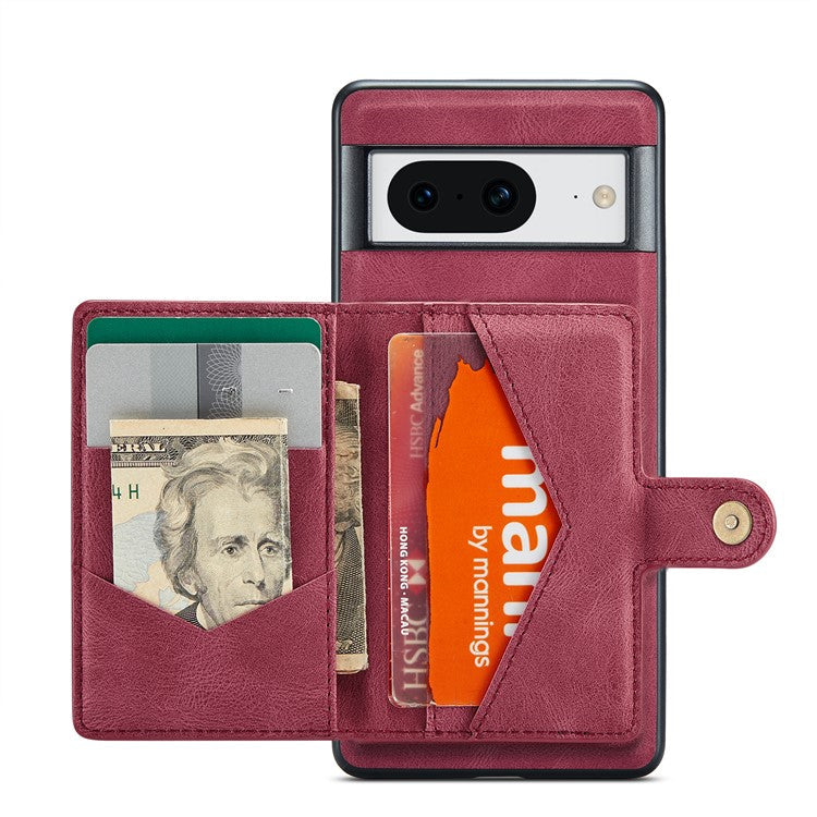 JEEHOOD J01 For Google Pixel 8 Case Vintage Leather Back Phone Cover 2-in-1 Detachable - Red