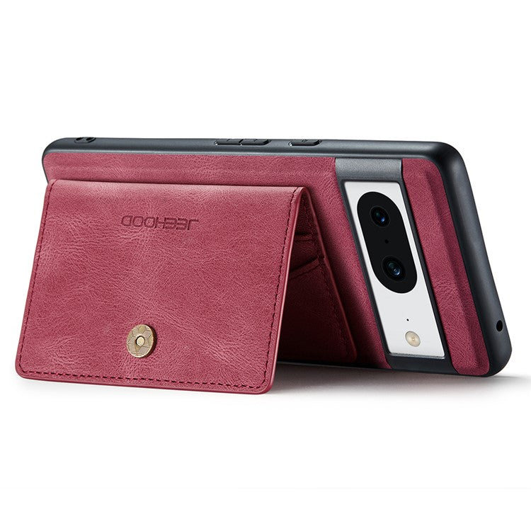 JEEHOOD J01 For Google Pixel 8 Case Vintage Leather Back Phone Cover 2-in-1 Detachable - Red