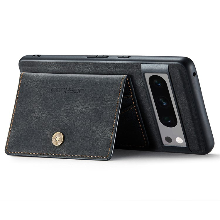 JEEHOOD J01 For Google Pixel 8 Pro Case PU Leather Card Bag Detachable 2-in-1 Back Cover - Black