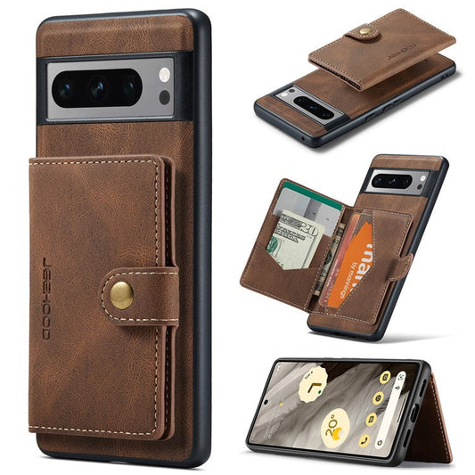 JEEHOOD J01 For Google Pixel 8 Pro Case PU Leather Card Bag Detachable 2-in-1 Back Cover - Brown