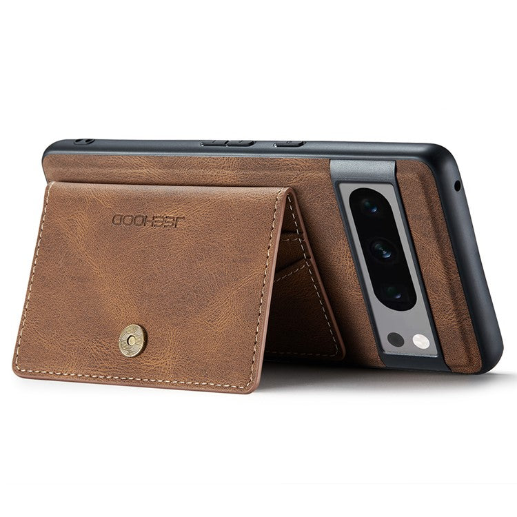 JEEHOOD J01 For Google Pixel 8 Pro Case PU Leather Card Bag Detachable 2-in-1 Back Cover - Brown