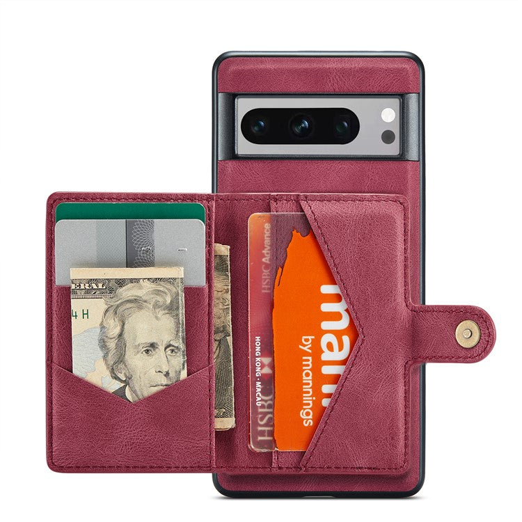 JEEHOOD J01 For Google Pixel 8 Pro Case PU Leather Card Bag Detachable 2-in-1 Back Cover - Red