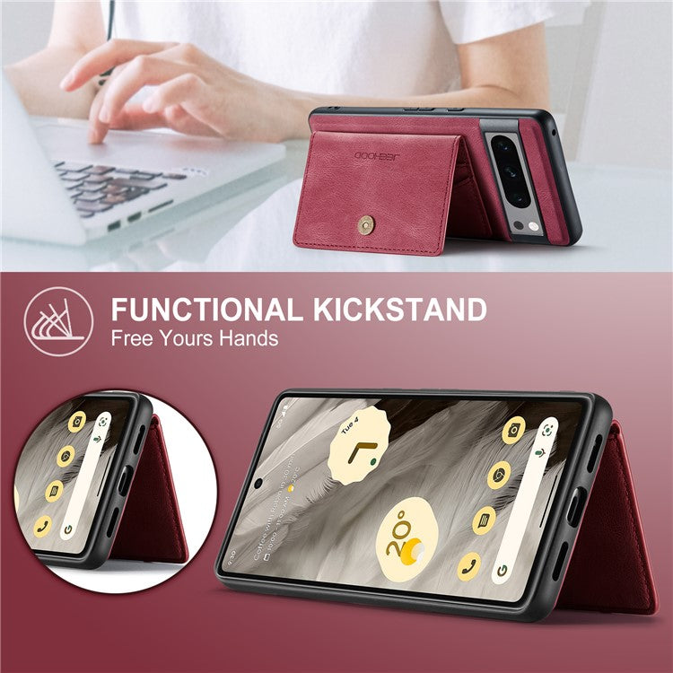 JEEHOOD J01 For Google Pixel 8 Pro Case PU Leather Card Bag Detachable 2-in-1 Back Cover - Red
