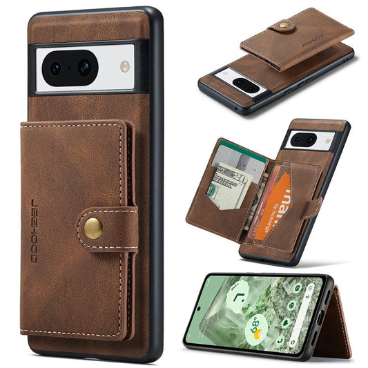 JEEHOOD J01 For Google Pixel 8a Case Leather + TPU Retro Phone Cover Detachable Magnetic Back Card Pocket - Brown