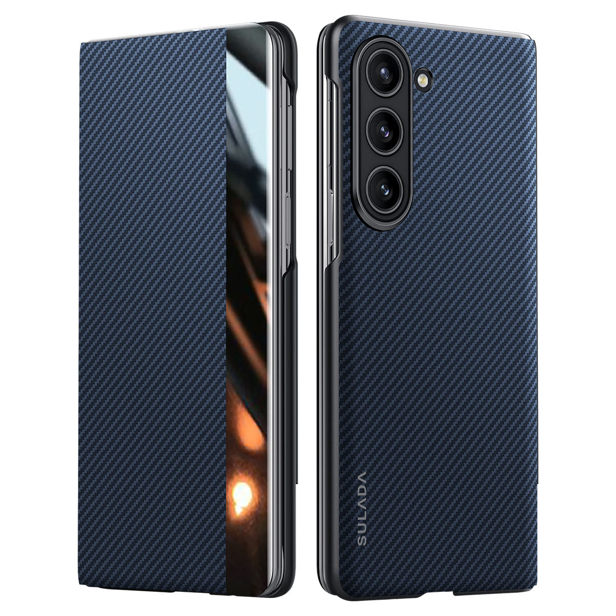 SULADA For Samsung Galaxy Z Fold6 5G Case Card Slot Leather Phone Cover Magnetic Wireless Charging - Blue