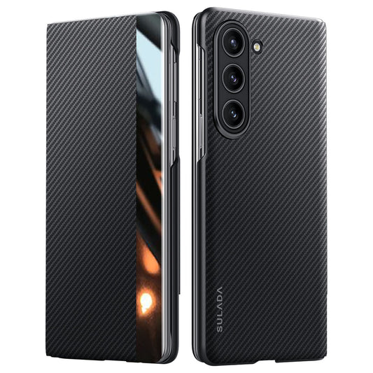 SULADA For Samsung Galaxy Z Fold6 5G Case Card Slot Leather Phone Cover Magnetic Wireless Charging - Black