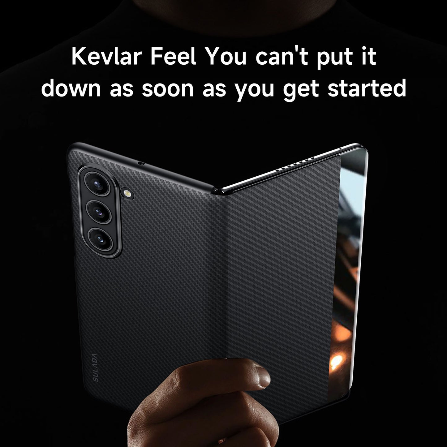 SULADA For Samsung Galaxy Z Fold6 5G Case Card Slot Leather Phone Cover Magnetic Wireless Charging - Black