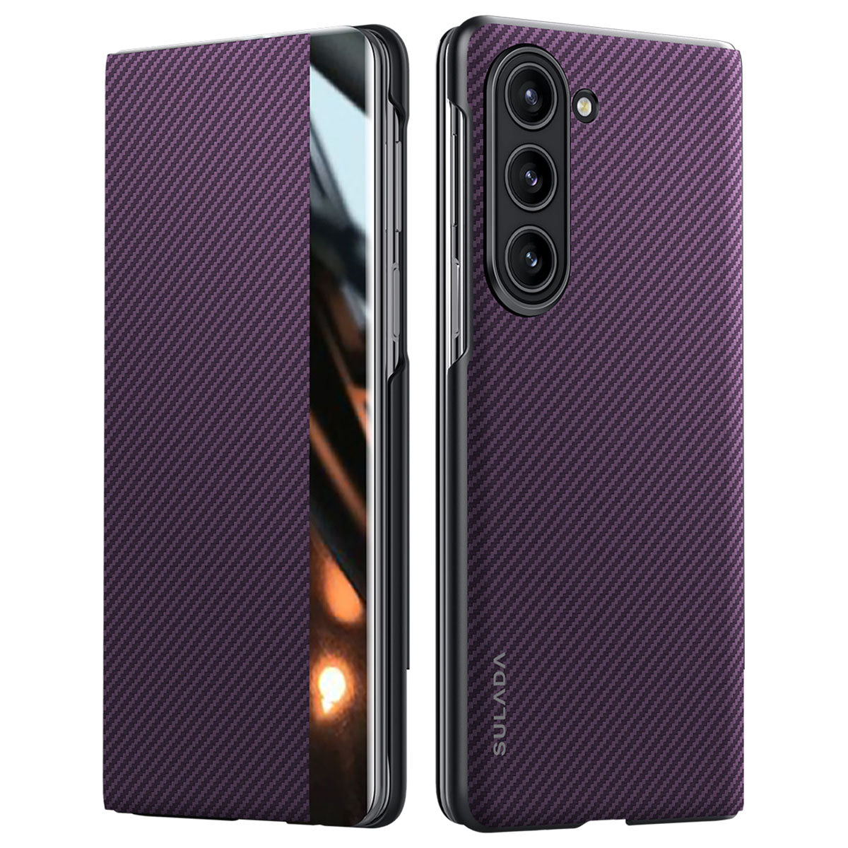 SULADA For Samsung Galaxy Z Fold6 5G Case Card Slot Leather Phone Cover Magnetic Wireless Charging - Purple