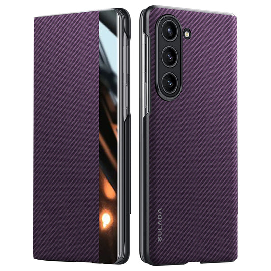 SULADA For Samsung Galaxy Z Fold6 5G Case Card Slot Leather Phone Cover Magnetic Wireless Charging - Purple