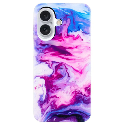 For iPhone 16 Plus Case Marble Pattern Anti-scratch TPU Soft Phone Cover - Rose