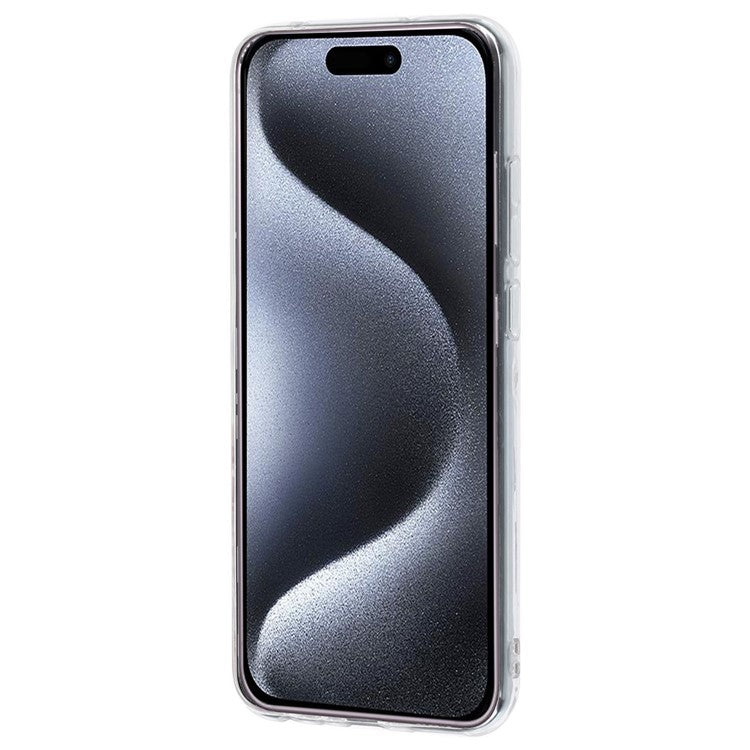 For iPhone 16 Pro Case Soft TPU Phone Cover Marble Pattern Printing - Pink  /  Blue