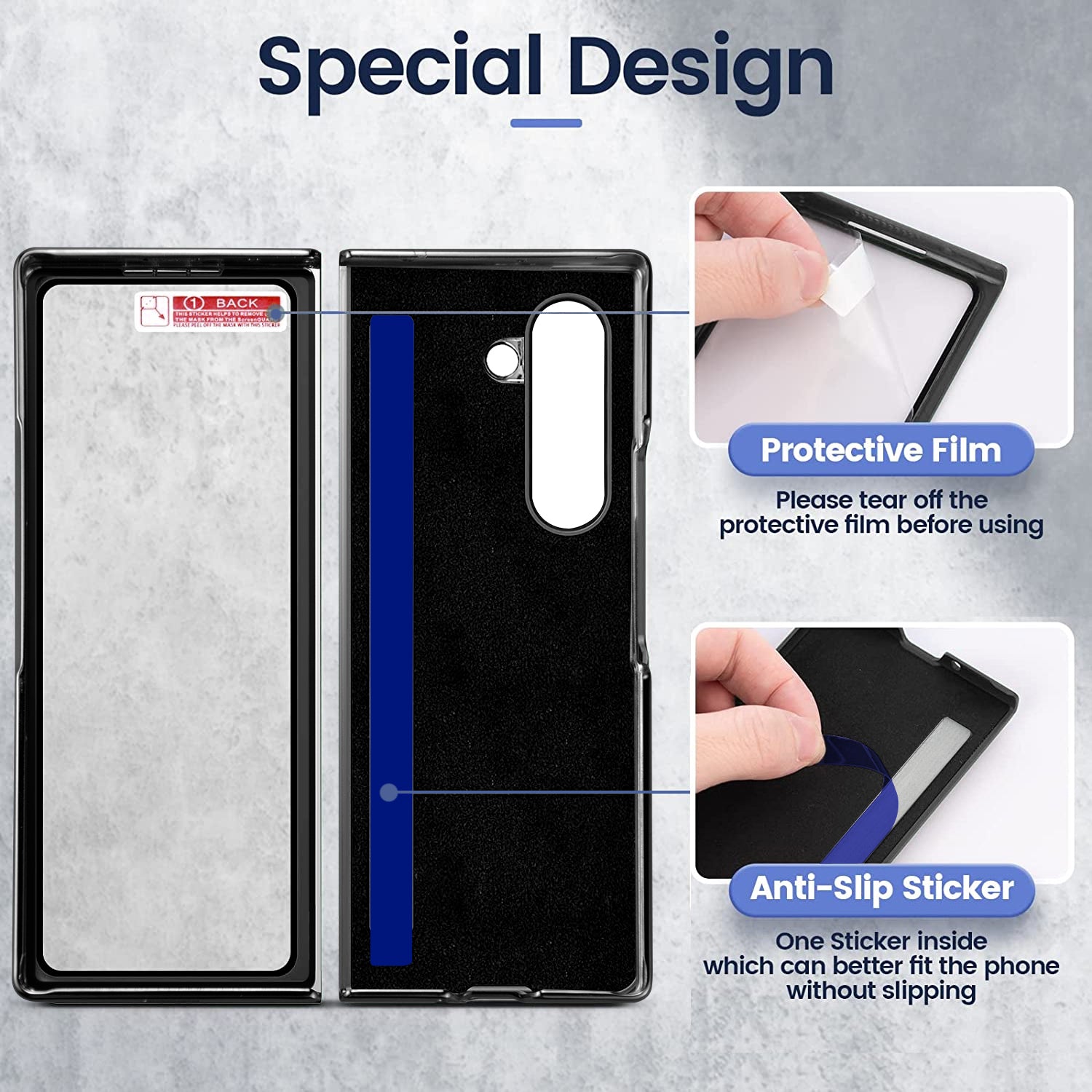 For Samsung Galaxy Z Fold6 5G Case Rhombus Grid Phone Cover with Tempered Glass Film - Blackish Green
