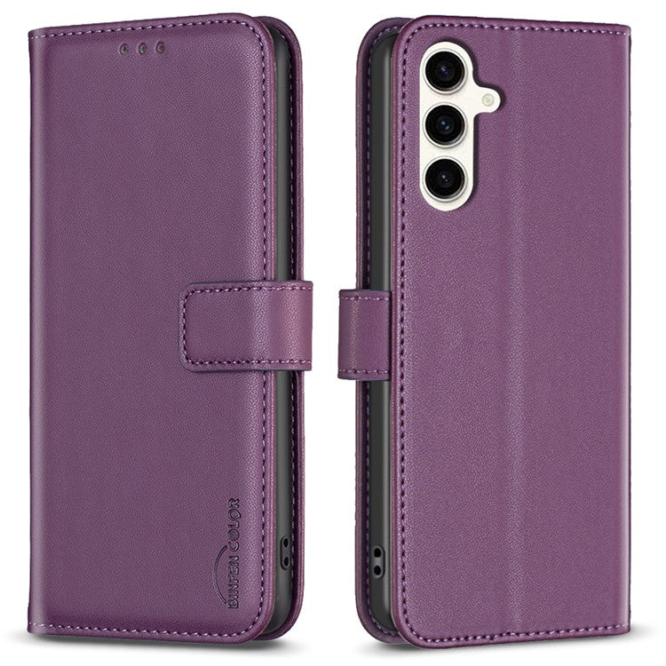 BINFEN COLOR BF17 For Samsung Galaxy M35 5G Case Leather Protective Phone Cover - Dark Purple