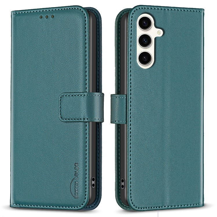 BINFEN COLOR BF17 For Samsung Galaxy M35 5G Case Leather Protective Phone Cover - Green