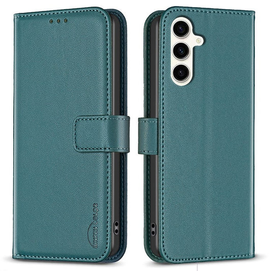 BINFEN COLOR BF17 For Samsung Galaxy M35 5G Case Leather Protective Phone Cover - Green