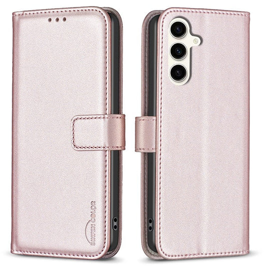 BINFEN COLOR BF17 For Samsung Galaxy M35 5G Case Leather Protective Phone Cover - Rose Gold