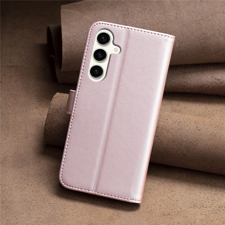 BINFEN COLOR BF17 For Samsung Galaxy M35 5G Case Leather Protective Phone Cover - Rose Gold