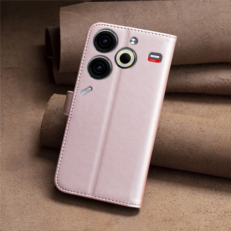 BINFEN COLOR BF17 For TECNO Pova 6 Neo Case PU Leather Phone Cover Stand View - Rose Gold