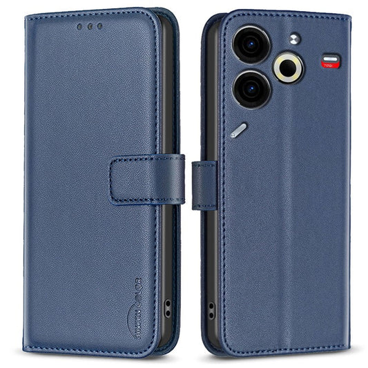BINFEN COLOR BF17 For TECNO Pova 6 Neo Case PU Leather Phone Cover Stand View - Blue