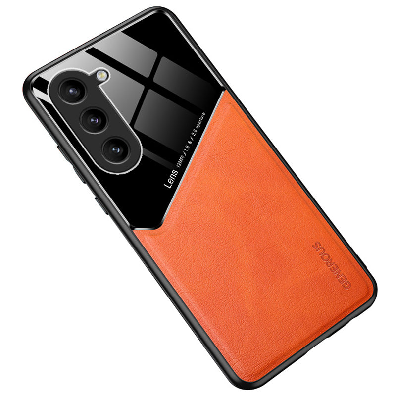 For Samsung Galaxy Z Fold6 5G Case Leather Coated PC+TPU Protective Shockproof Cover - Orange