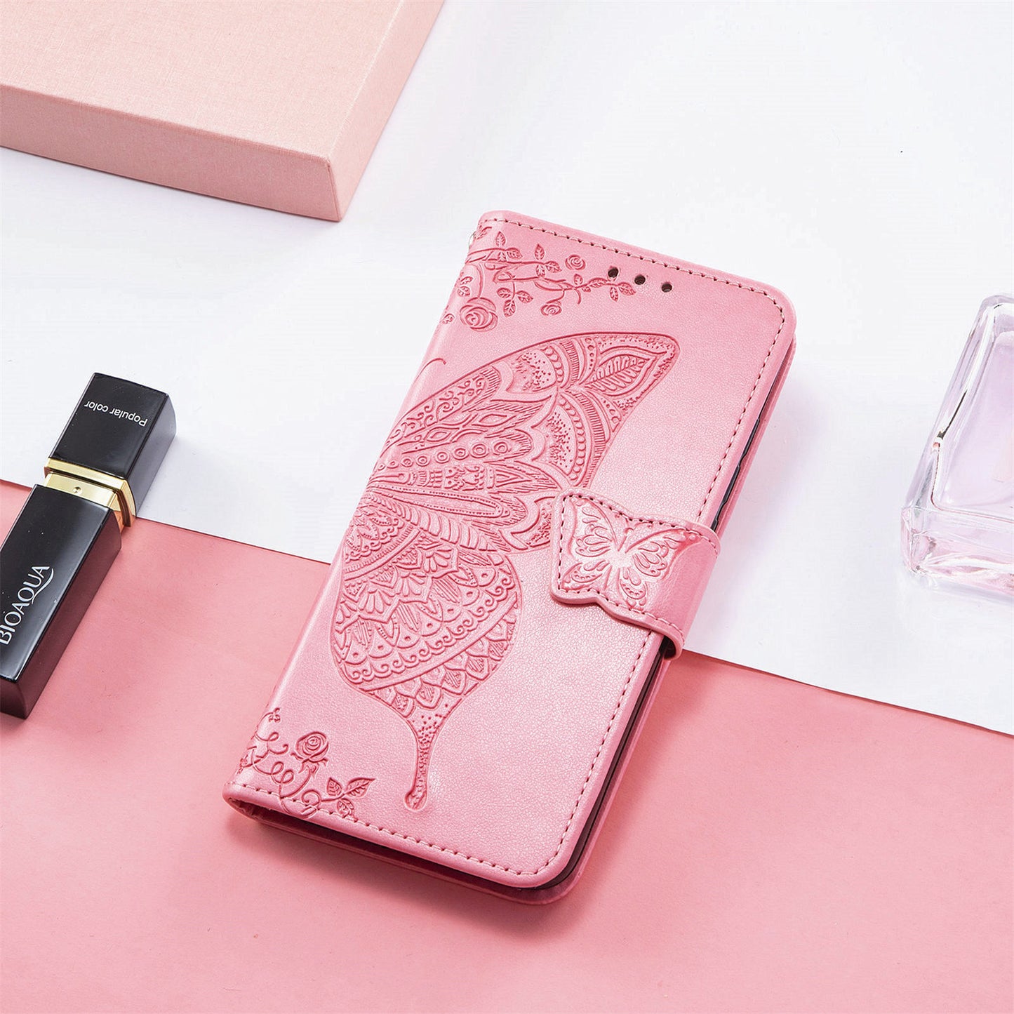 For vivo V40 SE 5G Case Butterfly Imprinted Leather Flip Protective Phone Cover - Pink