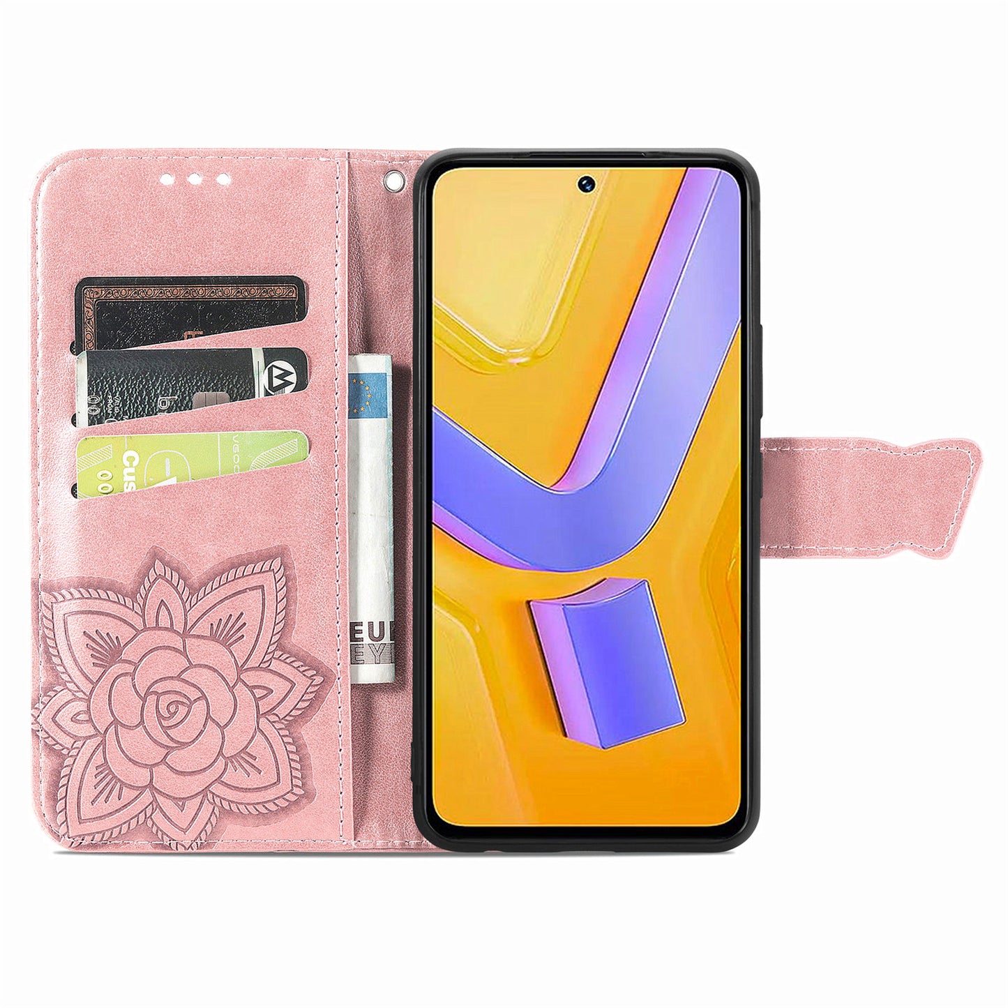 For vivo V40 SE 5G Case Butterfly Imprinted Leather Flip Protective Phone Cover - Rose Gold