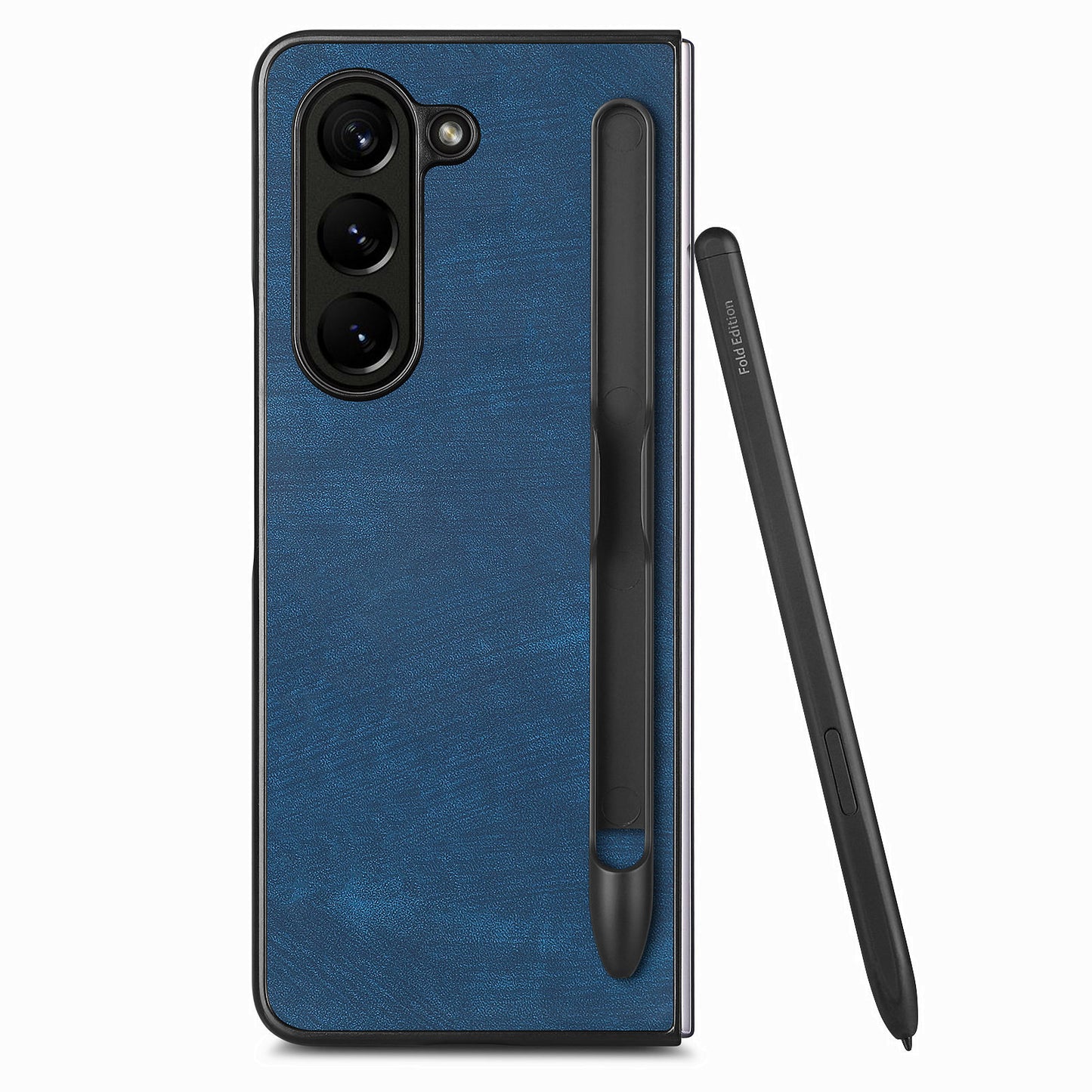 For Samsung Galaxy Z Fold6 5G Case Retro PU Leather+PC Cover with Pen Slot - Blue