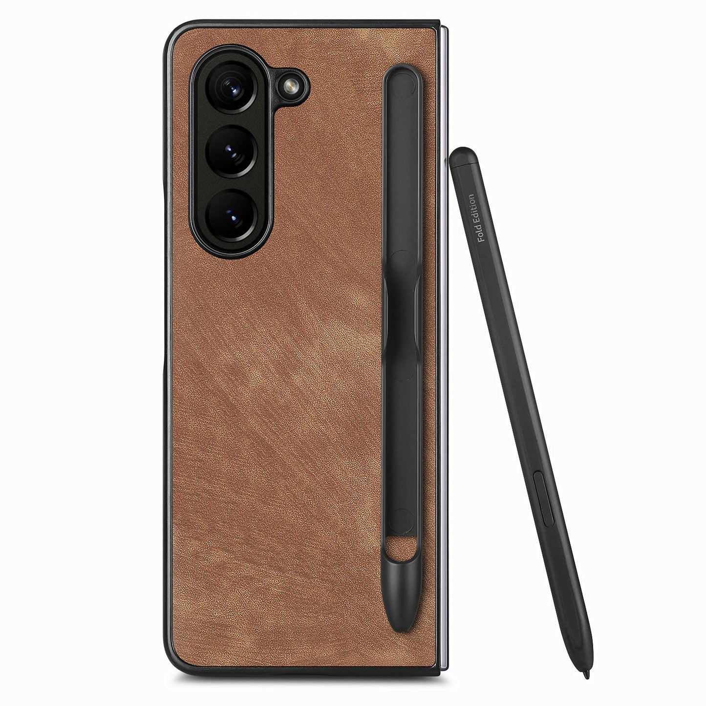 For Samsung Galaxy Z Fold6 5G Case Retro PU Leather+PC Cover with Pen Slot - Brown