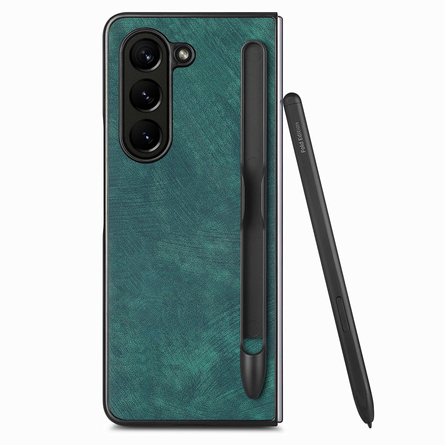 For Samsung Galaxy Z Fold6 5G Case Retro PU Leather+PC Cover with Pen Slot - Green