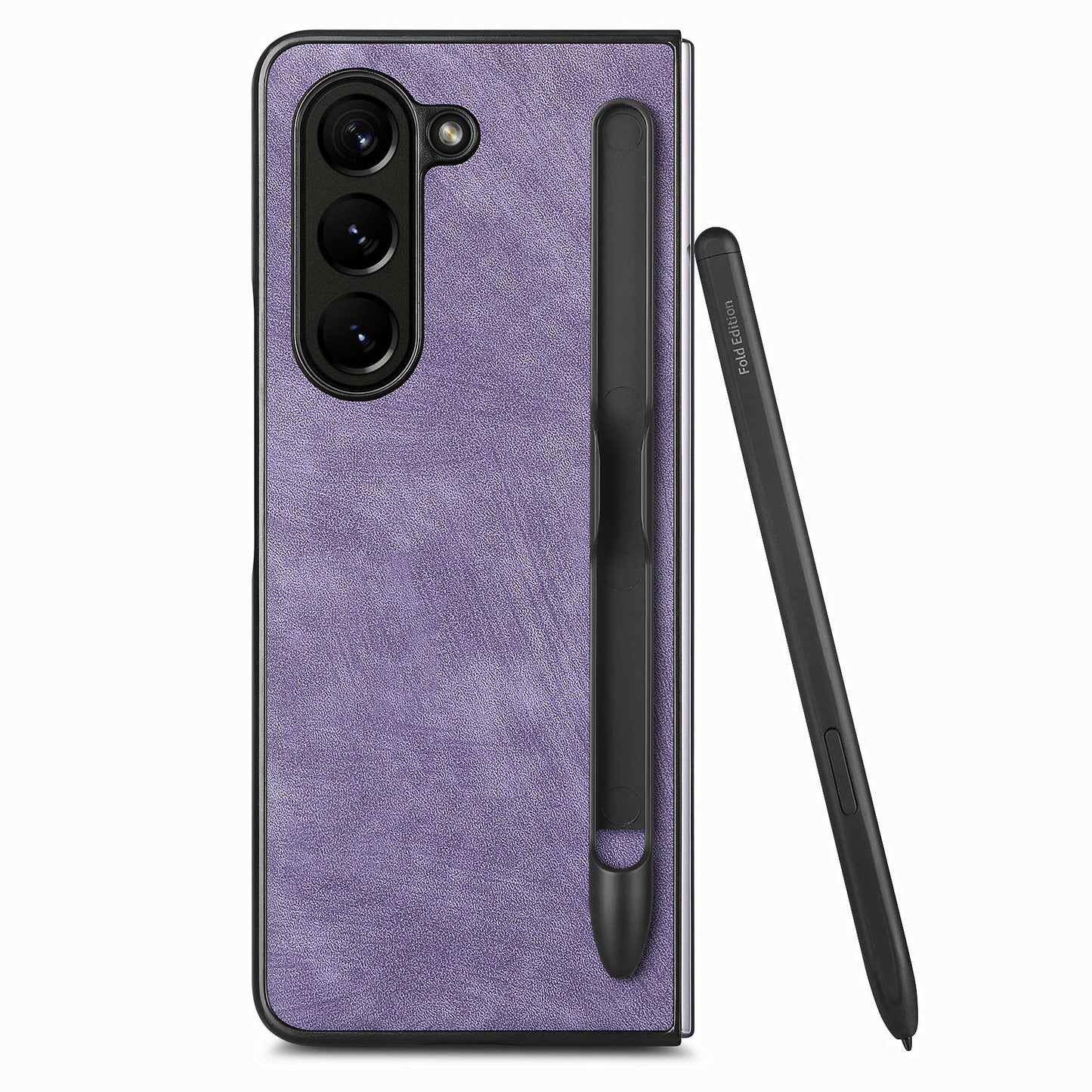 For Samsung Galaxy Z Fold6 5G Case Retro PU Leather+PC Cover with Pen Slot - Purple