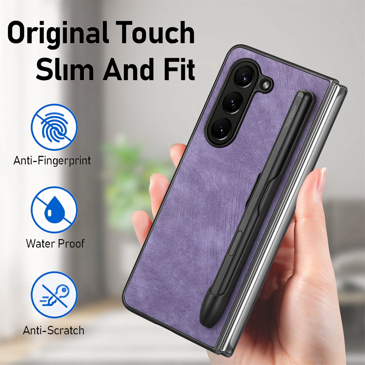 For Samsung Galaxy Z Fold6 5G Case Retro PU Leather+PC Cover with Pen Slot - Purple