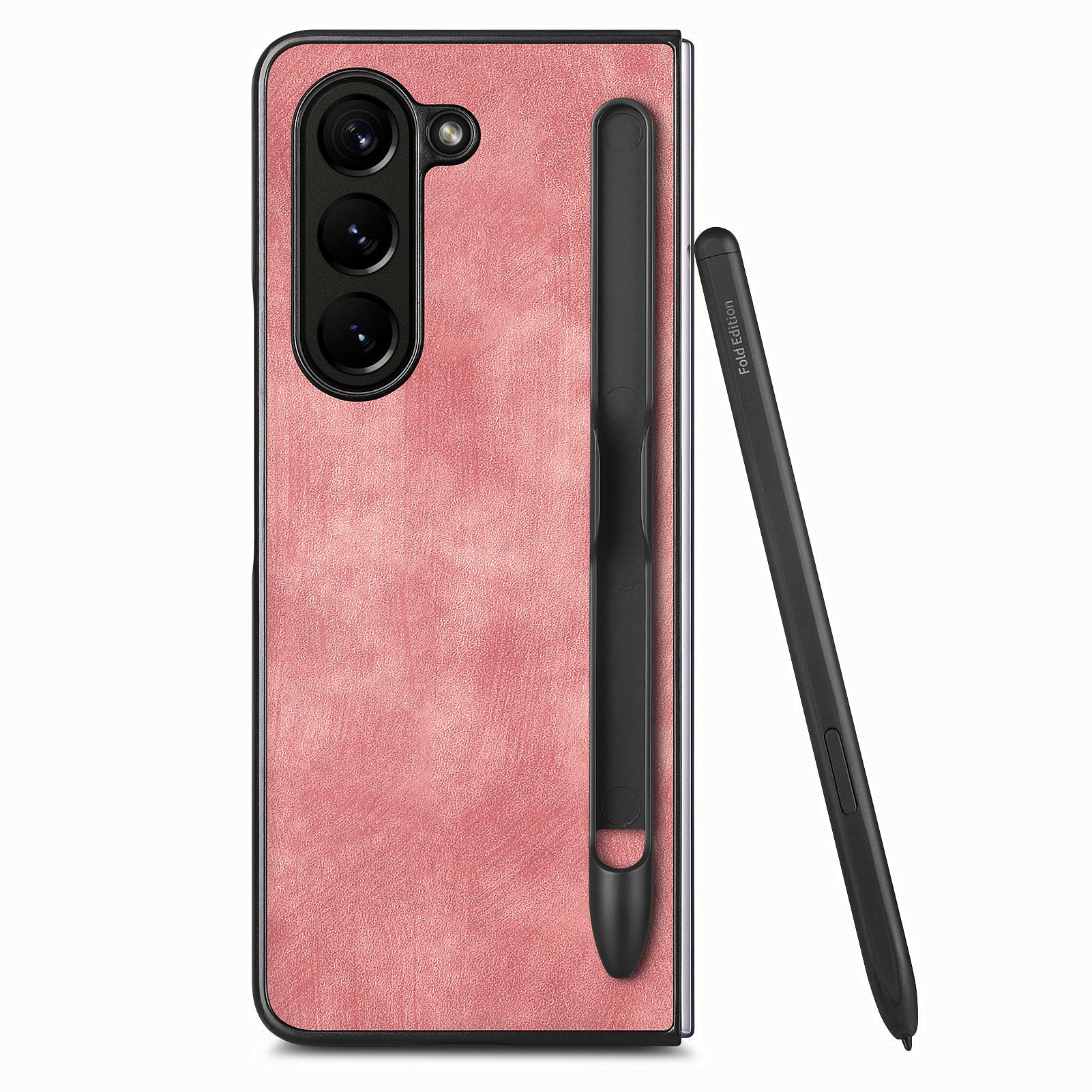 For Samsung Galaxy Z Fold6 5G Case Retro PU Leather+PC Cover with Pen Slot - Pink