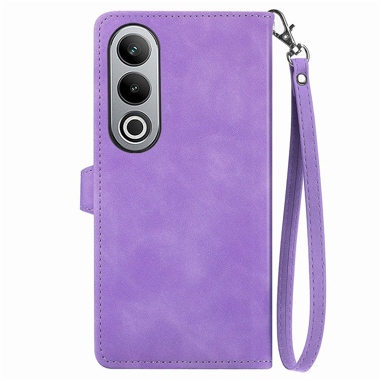 For OnePlus Nord CE4 5G Wallet Case Zipper Folio Leather Phone Cover Imprinted Floral - Light Purple