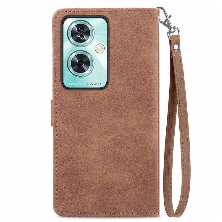 For OnePlus Nord N30 SE 5G Case Leather Floral Phone Cover Zipper Cash Pocket - Brown