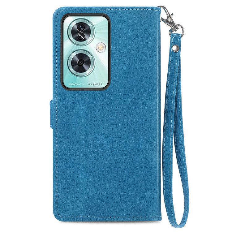 For OnePlus Nord N30 SE 5G Case Leather Floral Phone Cover Zipper Cash Pocket - Blue