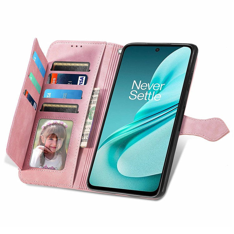 For OnePlus Nord N30 SE 5G Case Leather Floral Phone Cover Zipper Cash Pocket - Pink