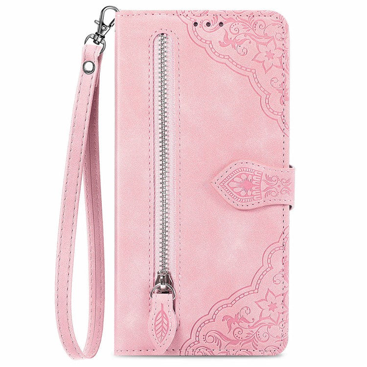For OnePlus Nord N30 SE 5G Case Leather Floral Phone Cover Zipper Cash Pocket - Pink