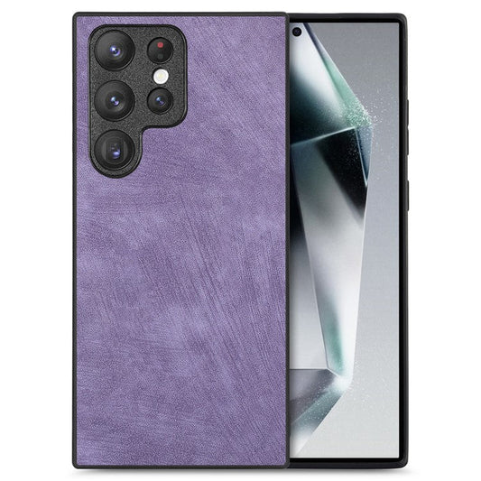For Samsung Galaxy S24 Ultra Case Retro Slim Fit PU Leather Phone Back Cover - Purple