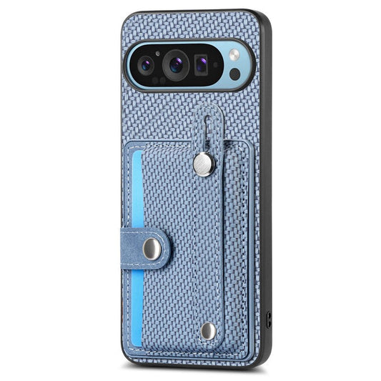 C1-01 For Google Pixel 9 Case Card Holder Kickstand PU Leather Back Phone Cover - Blue