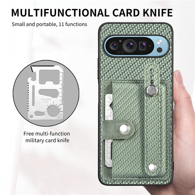 C1-01 For Google Pixel 9 Case Card Holder Kickstand PU Leather Back Phone Cover - Green