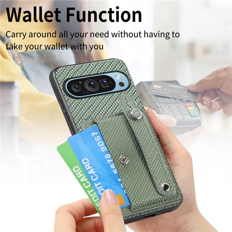 C1-01 For Google Pixel 9 Case Card Holder Kickstand PU Leather Back Phone Cover - Green